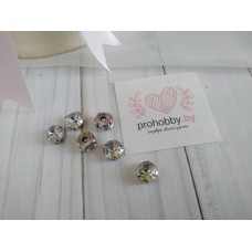 Стразы в цапах пришивные, 10 мм, цвет белый в серебре